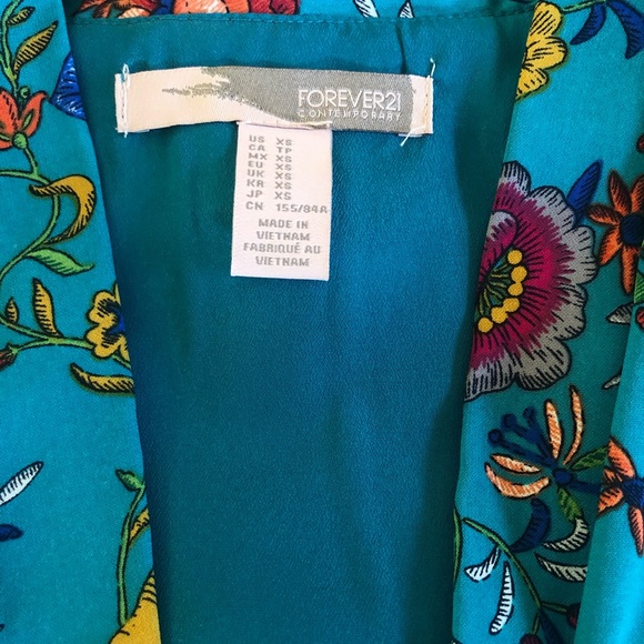 Turquoise Floral Print Tie Dress - Picture 5 of 7